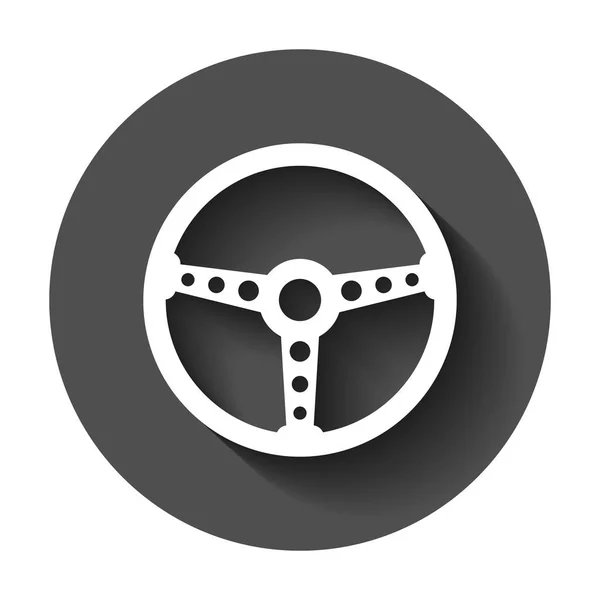 Lenkrad Symbol Vektorillustration Mit Langem Schatten Businesskonzept Auto Rad Piktogramm — Stockvektor