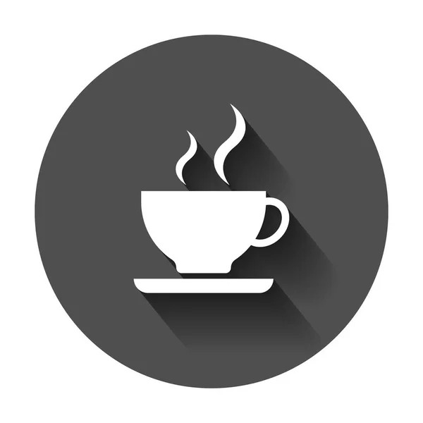 コーヒー カップのアイコン 長い影のベクトル図です ビジネス コンセプトのコーヒー マグのピクトグラム — ストックベクタ