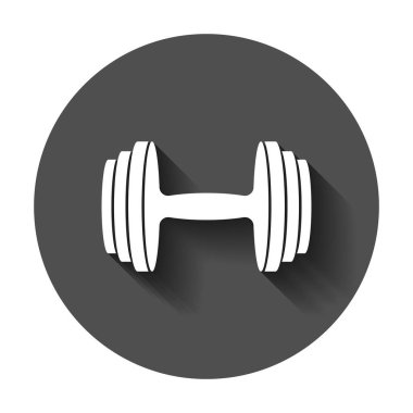 Dumbbell fitness düz stil spor salonunda. Halter illüstrasyon uzun gölge ile. Vücut geliştirme sporu kavramı.