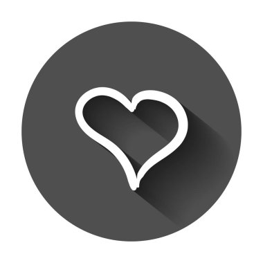 El çizilen kalpler vektör simgesi. Aşk kroki doodle kalp illüstrasyon uzun gölge ile. Handdrawn Sevgililer kavramı.