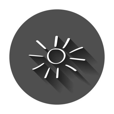 El çekilmiş güneş vektör simgesi. Güneş ile uzun gölge illüstrasyon doodle kroki. Handdrawn güneş kavramı.