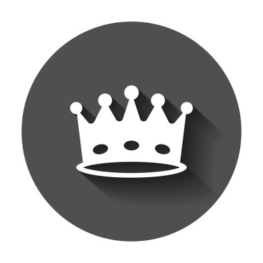 Taç diadem düz stil vektör simgesi. Lisanslı taç illüstrasyon uzun gölge ile. Kral, Prenses Kraliyet kavramı.