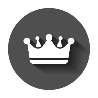 Taç diadem düz stil vektör simgesi. Lisanslı taç illüstrasyon uzun gölge ile. Kral, Prenses Kraliyet kavramı.