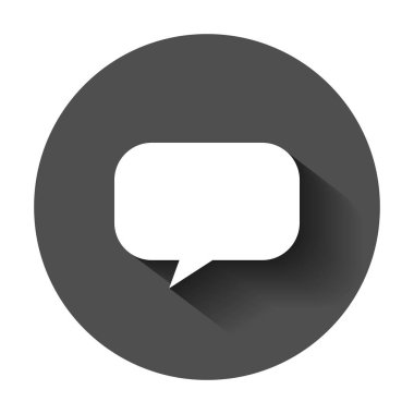 Boş boş konuşma balonu vektör simgesinin düz tarzı. Diyalog kutusu uzun gölge ile. Konuşma iletisi iş kavramı.