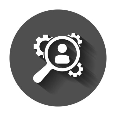 İnsan kaynakları, işe alım, İK yönetimi düz stil simge vektör. İş sözleşmesi illüstrasyon uzun gölge ile. İletişim iş kavramı.