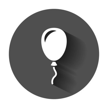 Hava Balon düz vektör simgesi. Doğum günü balon illüstrasyon uzun gölge ile. Balon iş kavramı.