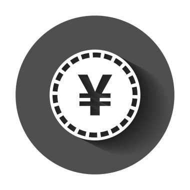Yen, yuan para para birimi vektör simge düz tarzı. Yen sembolü illüstrasyon uzun gölge ile para. Asya para iş kavramı.
