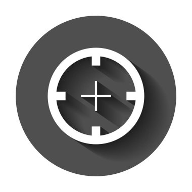 Düz stil çekim hedef vektör simgesi. Keskin nişancı sembolü illüstrasyon uzun gölge ile nişan al. Hedef amacı iş kavramı.