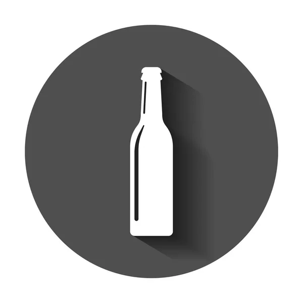 Bottiglia Birra Icona Stile Piatto Illustrazione Bottiglia Alcol Con Lunga — Vettoriale Stock