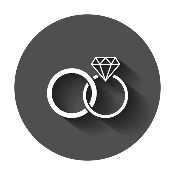 Engagement Ring Diamond Vector Icon Flat Style Wedding Jewelery Ring — Stock Vector