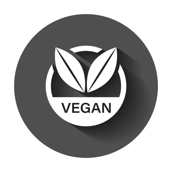 Veganes Etikett Vektor Symbol Flachen Stil Vegetarische Briefmarkenillustration Mit Langem — Stockvektor