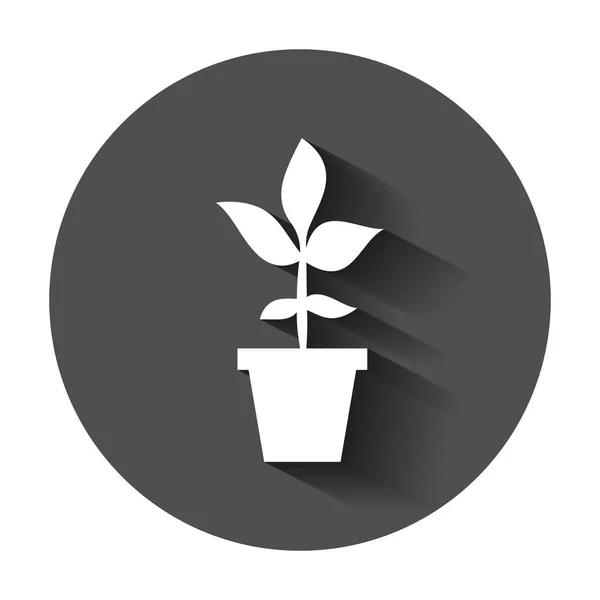 Blumentopf Vektorsymbol Flachen Stil Sämlingsblumenillustration Mit Langem Schatten Geschäftskonzept Blütenblatt — Stockvektor