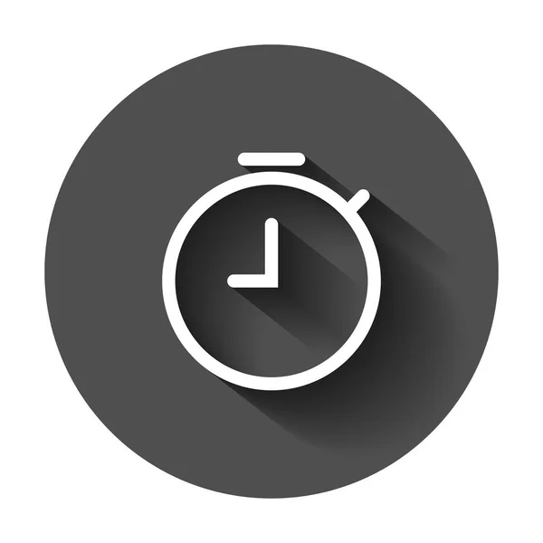 时钟定时器图标的平面样式 带有长阴影的时间警报插图 秒表时钟业务理念 — 图库矢量图片