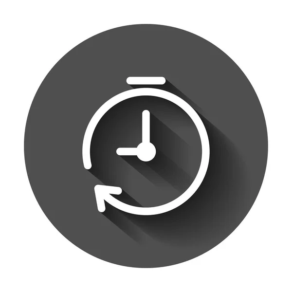 Klokpictogram Timer Vlakke Stijl Tijd Alarm Illustratie Met Lange Schaduw — Stockvector