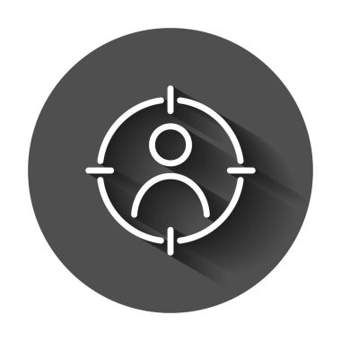 Hedef kitleye simgesini düz stil. Pazarlama hedef strateji illüstrasyon uzun gölge ile. İnsanlar iş kavramı üzerinde amacı.