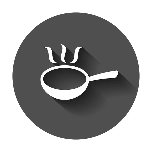 平式煎锅图标 烹饪平底锅插图与长的阴影 锅厨设备经营理念 — 图库矢量图片