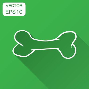 Köpek kemik oyuncak simgesi. El vektör çizim uzun gölge ile çekilmiş. İş kavramı hayvan kemik piktogram.