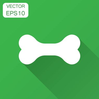 Köpek kemik oyuncak simgesi. Vektör çizim uzun gölge ile. İş kavramı hayvan kemik piktogram.