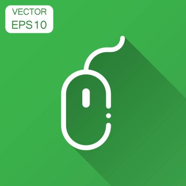 Bilgisayar fare simgesi. Vektör çizim uzun gölge ile. İş kavramı fare imleç piktogram.