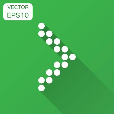 Ok simgesi. Vektör çizim uzun gölge ile. İş kavramı ok noktalı ve piktogram düz.