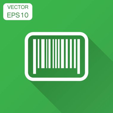 Barkod ürün dağıtım simgesi. Vektör çizim uzun gölge ile. İş kavramı barkod piktogram.