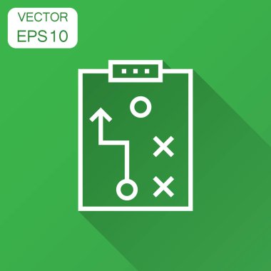 Taktik planı belge simgesi. Vektör çizim uzun gölge ile. İş stratejisi kavramı planı sembol.