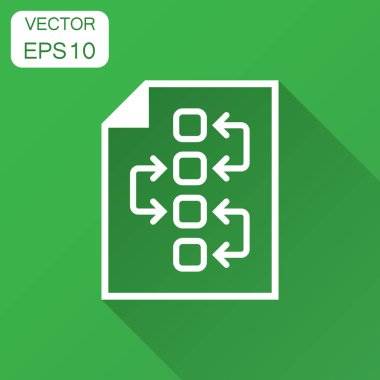 Taktik planı belge simgesi. Vektör çizim uzun gölge ile. İş stratejisi kavramı planı sembol.