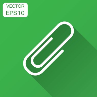 Ataş ek vektör simgesi. Ataç illüstrasyon uzun gölge ile. Dosya iş belge ekleyin.