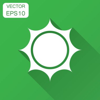 Güneş vektör simgesi. Yaz güneş illüstrasyon uzun gölge ile. Güneş güneş ışığı kavramı.