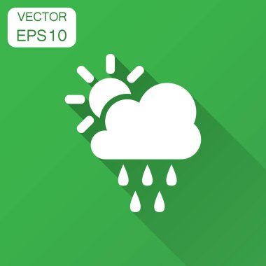 Hava durumu simgesini düz stil. Güneş bulutların illüstrasyon uzun gölge ile. Tahmin işareti kavramı.