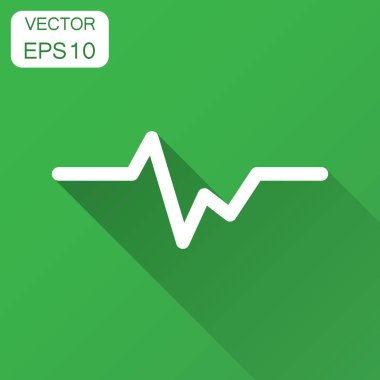 Kalp atışı kalp simgesi düz stilde satırıyla. Kalp atışı illüstrasyon uzun gölge ile. Kalp ritim kavramı.