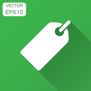 Düz stil içinde boş bir ses etiketi simgesi. Etiket illüstrasyon uzun gölge ile indirim. Promosyon rozet kavramı.