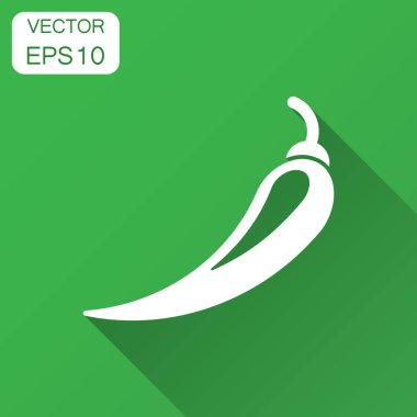 Düz stil Chili biber. Baharatlı biber illüstrasyon uzun gölge ile. Kırmızı biber biber iş kavramı.