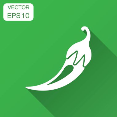 Düz stil Chili biber. Baharatlı biber illüstrasyon uzun gölge ile. Kırmızı biber biber iş kavramı.