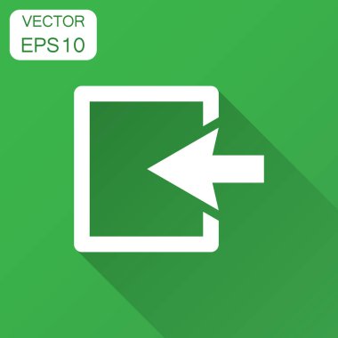 Düz tarzı giriş kapısı. Kapılar illüstrasyon uzun gölge ile çıkın. Kapı giriş kavramı.