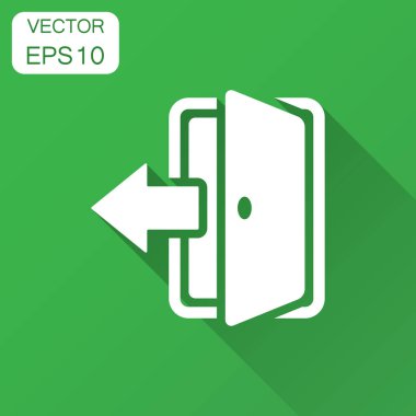 Düz tarzı giriş kapısı. Kapılar illüstrasyon uzun gölge ile çıkın. Kapı giriş kavramı.