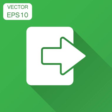 Düz tarzı giriş kapısı. Kapılar illüstrasyon uzun gölge ile çıkın. Kapı giriş kavramı.