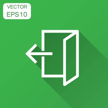 Düz tarzı giriş kapısı. Kapılar illüstrasyon uzun gölge ile çıkın. Kapı giriş kavramı.