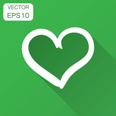 El çizilen kalpler vektör simgesi. Aşk kroki doodle kalp illüstrasyon uzun gölge ile. Handdrawn Sevgililer kavramı.