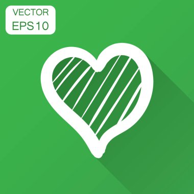 El çizilen kalpler vektör simgesi. Aşk kroki doodle kalp illüstrasyon uzun gölge ile. Handdrawn Sevgililer kavramı.