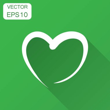 El çizilen kalpler vektör simgesi. Aşk kroki doodle kalp illüstrasyon uzun gölge ile. Handdrawn Sevgililer kavramı.