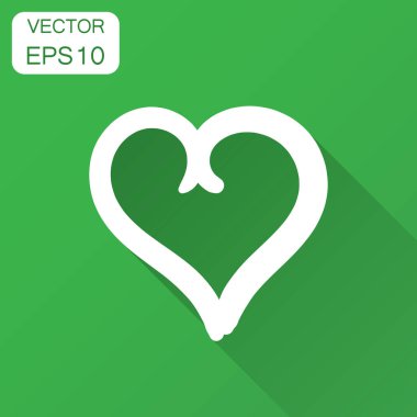 El çizilen kalpler vektör simgesi. Aşk kroki doodle kalp illüstrasyon uzun gölge ile. Handdrawn Sevgililer kavramı.