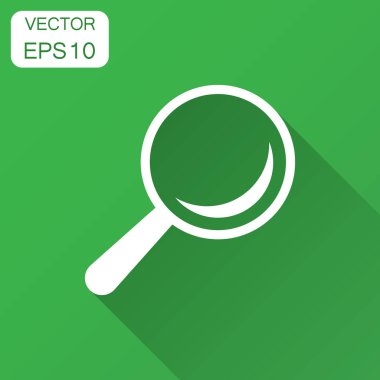 Büyüteç Camı vektör simge düz tarzı. Arama Büyüteç illüstrasyon uzun gölge ile. Arama iş kavramı bulmak.