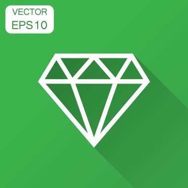Elmas mücevher mücevher vektör simgesi düz stil. Elmas taş illüstrasyon uzun gölge ile. Mücevher parlak kavramı.