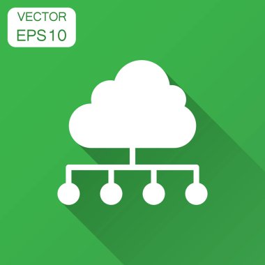 Bulut hesap yapmak teknoloji vektör simge düz stilde. Dizüstü ekran uzun gölge ile. Infographic analytics ağ iş kavramı.