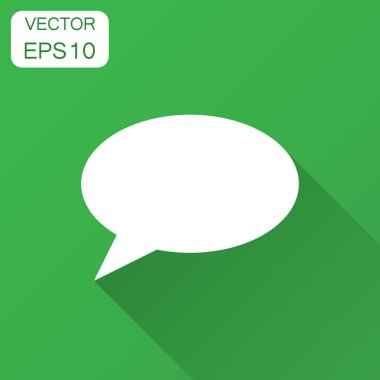 Boş boş konuşma balonu vektör simgesinin düz tarzı. Diyalog kutusu uzun gölge ile. Konuşma iletisi iş kavramı.