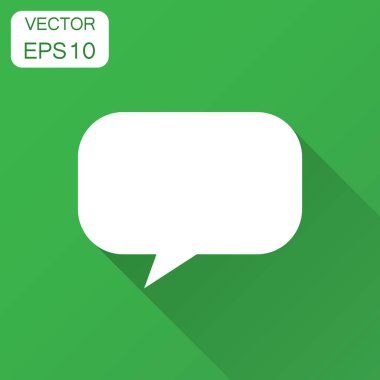 Boş boş konuşma balonu vektör simgesinin düz tarzı. Diyalog kutusu uzun gölge ile. Konuşma iletisi iş kavramı.
