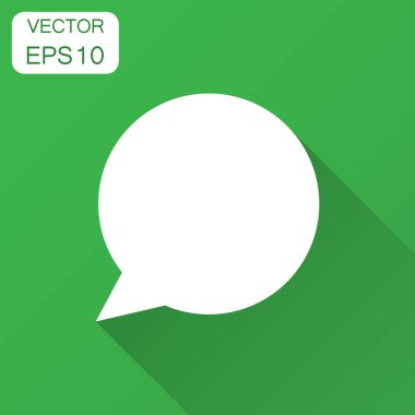 Boş boş konuşma balonu vektör simgesinin düz tarzı. Diyalog kutusu uzun gölge ile. Konuşma iletisi iş kavramı.