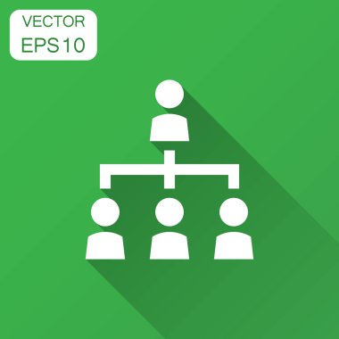 Şirket kuruluş şeması iş adamları ile düz stil simge vektör. İnsanların işbirliği illüstrasyon uzun gölge ile. Takım çalışması iş kavramı.