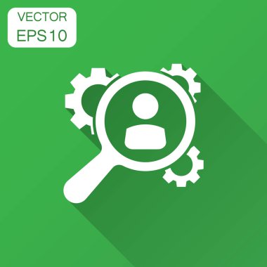 İnsan kaynakları, işe alım, İK yönetimi düz stil simge vektör. İş sözleşmesi illüstrasyon uzun gölge ile. İletişim iş kavramı.